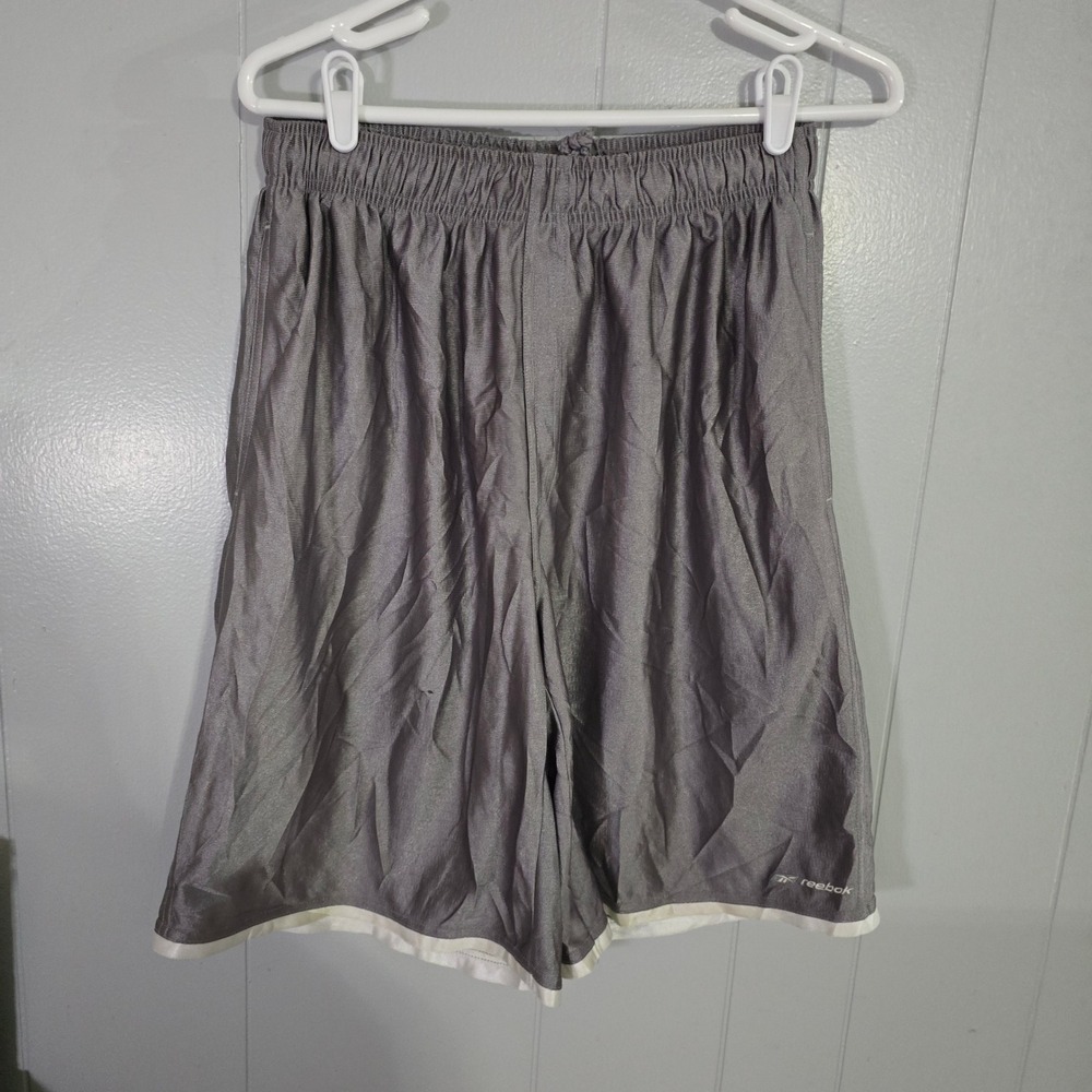 Reebok Basketball Shorts Mens Medium Grey Shiny‎ Dazzle Athletic Gym Trim